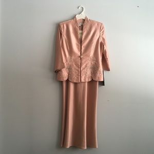 Two Piece Dress Ensemble with Matching Shoes.